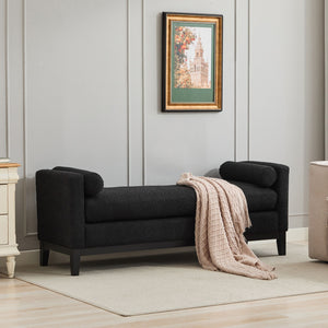 Elegant Upholstered Bench With 2 Bolster Pillows