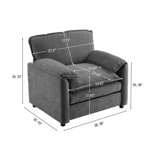 Oversized Reading Armchair With Thick Cushions, High Back Support