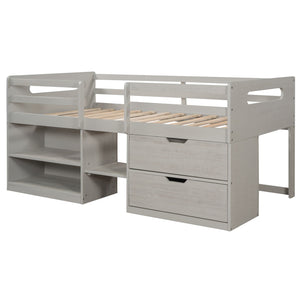 Loft Bed With Two Shelves And Two Drawers