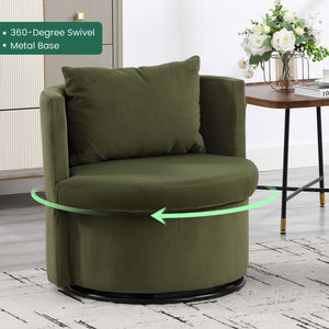 Upholstered Barrel Accent Chair With Ottoman And Storage