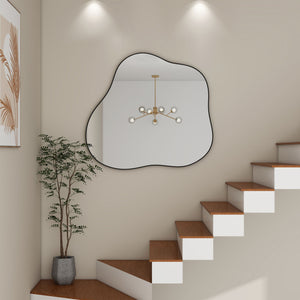 Cloud Shaped Metal Accent Wall Mirror - Black
