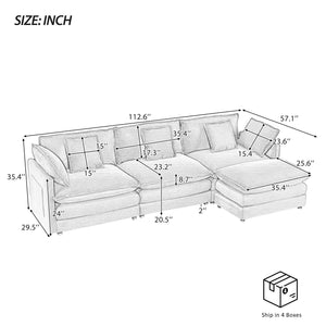 Modern Modular Sectional Sofa With Side Storage Pockets For Living Room