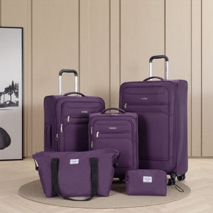5 Piece Set, Softshell Suitcase Spinner Wheels