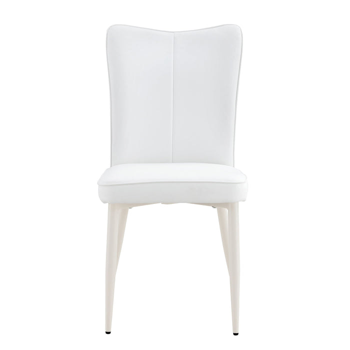 Style Minimalist Dining Chairs With 2 White Sponge Seats And Metal Legs, With 1 Chair Serving Multiple Purposes - Milky White