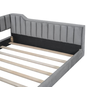 Full Long Size Upholstery Daybed And Side Storage Pocket - Gray