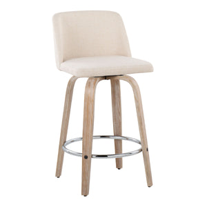 Toriano - Contemporary Fixed Height Counter Stool With Swivel & Round Footrest Modern Design (Set of 2)