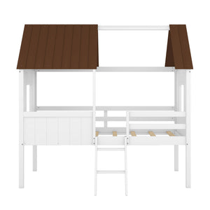 Low Loft Wooden House Bed With Two Side Windows