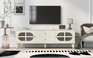 Modern TV Stand For TVs Up To 75" With Fluted Glass Doors