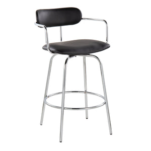 Demi - Contemporary Fixed Height Counter Stool With Swivel With Round Footrest (Set of 2)