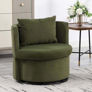 Upholstered Barrel Accent Chair With Ottoman And Storage