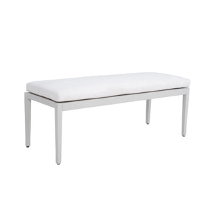Outdoor Patio Aluminum Stationary Bench With Sunbrella Fabric Cushion - Grayish