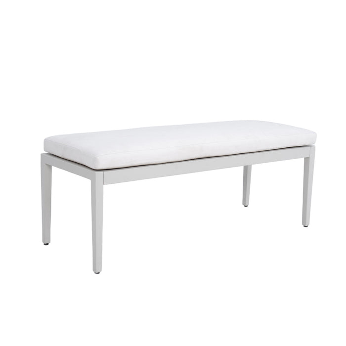 Outdoor Patio Aluminum Stationary Bench With Sunbrella Fabric Cushion - Grayish