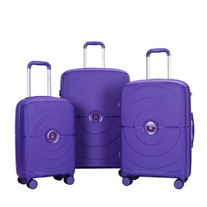 3 Piece Set Expandable Hardshell Suitcase Double Spinner Wheels