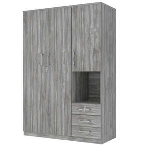 2 Doors Wardrobe Storage For Bedroom With Shelves And 3 Drawers