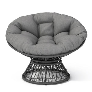 Ergonomic Wicker Chair With Cloud Thick Density Cushion, 3 Proof Cover High Capacity Iron Frame Fluid 360° Swivel