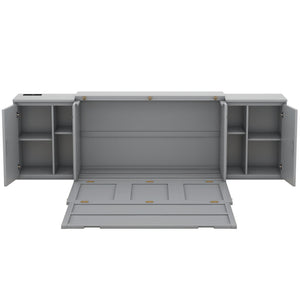 Murphy Bed With Shelves, Cabinets And USB Ports