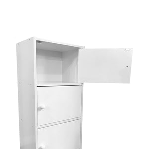 3 Door Storage Utility Cabinet Entryway Living Room Garage Hallway Bathroom Knob Handle - White
