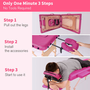 Massage Table Portable Bed With Carrying Case, Height Adjustable