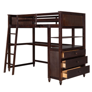 Loft Bed With Drawers With Desk And Shelves