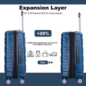 3 Piece Luggage Sets Lightweight & Durable Expandable Suitcase With Two Hooks
