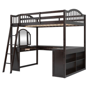 Loft Bed With Drawers, Cabinet, Shelves With Desk