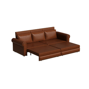 Pull Out Sofa Bed 3 In 1 Velvet Convertible Sleeper Sofa With Nailhead Trim & Rolled Arm, Multi Functional