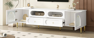 Retro TV Stand With 6 Metal Legs, 2 Cabinets, 4 Drawers And Anti-Tip Device