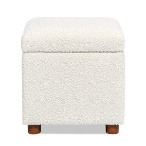 Upholstered Storage Ottoman - Ivory White