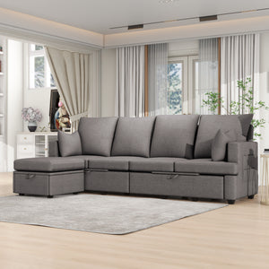 Modern Modular Sofa, 6 Seat Chenile Sectional Couch Set With 2 Pilows Included, Freely Combinable