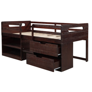 Loft Bed With Two Shelves And Two Drawers