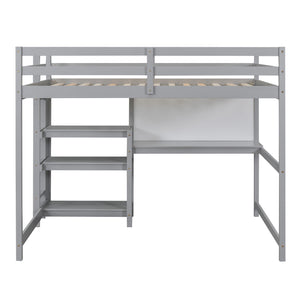 Loft Bed With Shelves, Desk And Writing Board
