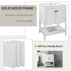 Bathroom Vanity Base Only, Soild Wood Frame, Bathroom Storage Cabinet With Doors And Open Shelf
