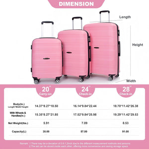 3 Piece Set Hardshell Suitcase Spinner Wheels
