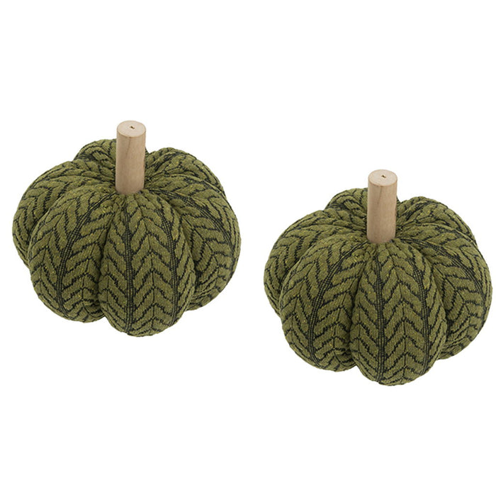 Pumpkin Ornament Decor For Holiday Harvest Festival Fall Festival & Thanksgiving (Set of 2) - Green