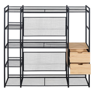 Open Style Wardrobe With Hanging Rails, Shelves And Drawers