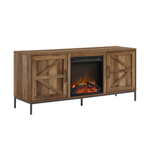 Modern Farmhouse Barn Door Fireplace TV Stand For TVs Up To 65”