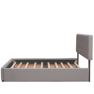Upholstered Platform Bed With Classic Headboard And Drawers, No Box Spring Needed
