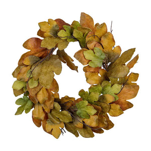 Dia Maple Leaf Wreath, Botanicals Decor For Harvest Festival Fall Festival & Thanksgiving Table Decorations - Green / Mustard