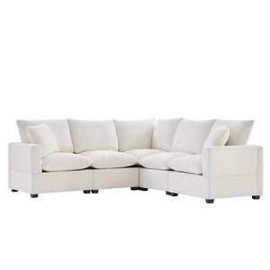 Modern L Shape Modular Sofa, 5 Seat Chenille Sectional Couch Set With 2 Pillows Included, Freely Combinable Indoor Funiture For Living Room, Apartment, Office