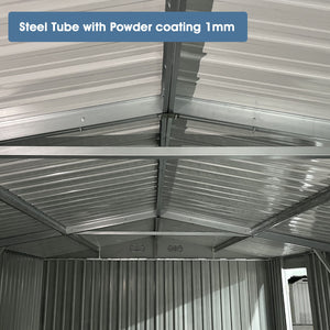 Industrial - 20' x 10' Heavy Duty Metal Garage Shed - Dark Gray