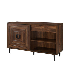 Contemporary Sliding Door Sideboard With Detail - Dark Walnut