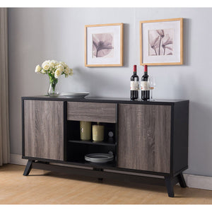 Sideboard TV Stand Buffet With 2 Doors 1 Drawer And 6 Shelves - Black / Gray