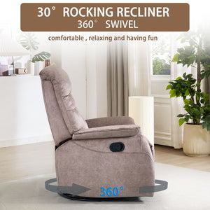 Rocking Swivel Recliner Chair For Living Room, 360 Degree Swivel, Adjustable Modern Reclining Chair, Classic And Traditional Recliner Sofa With Lumbar Support - Dark Gray