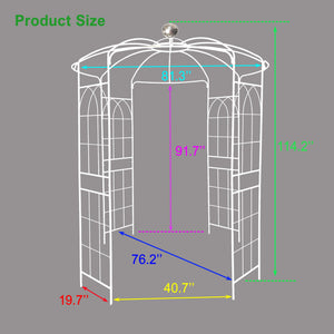 Metal Garden Arch Iron Garden Arbors Gazebo Dia High Birdcage Shape Pergola Pavilion For Wedding Ceremony