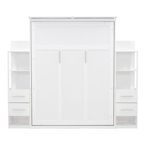 Murphy Wall Bed With Shelves, Drawers And LED Lights