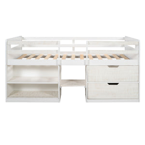 Loft Bed With Two Shelves And Two Drawers