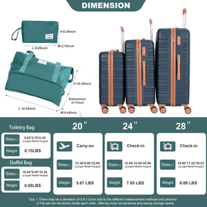5 Piece Set Hard Case Spinner Wheels Luggage Sets With Tsa Lock