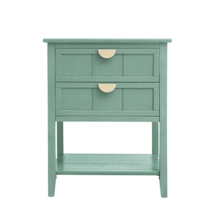 2 Drawer Side Table, American Style, End Table, Suitable For Bedroom, Living Room, Study