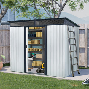 Outdoor Metal Storage Shed And Transparent Plate For Garden, Lawn