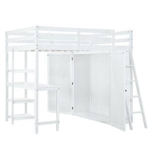 Loft Bed With Wardrobe And Desk And Shelves